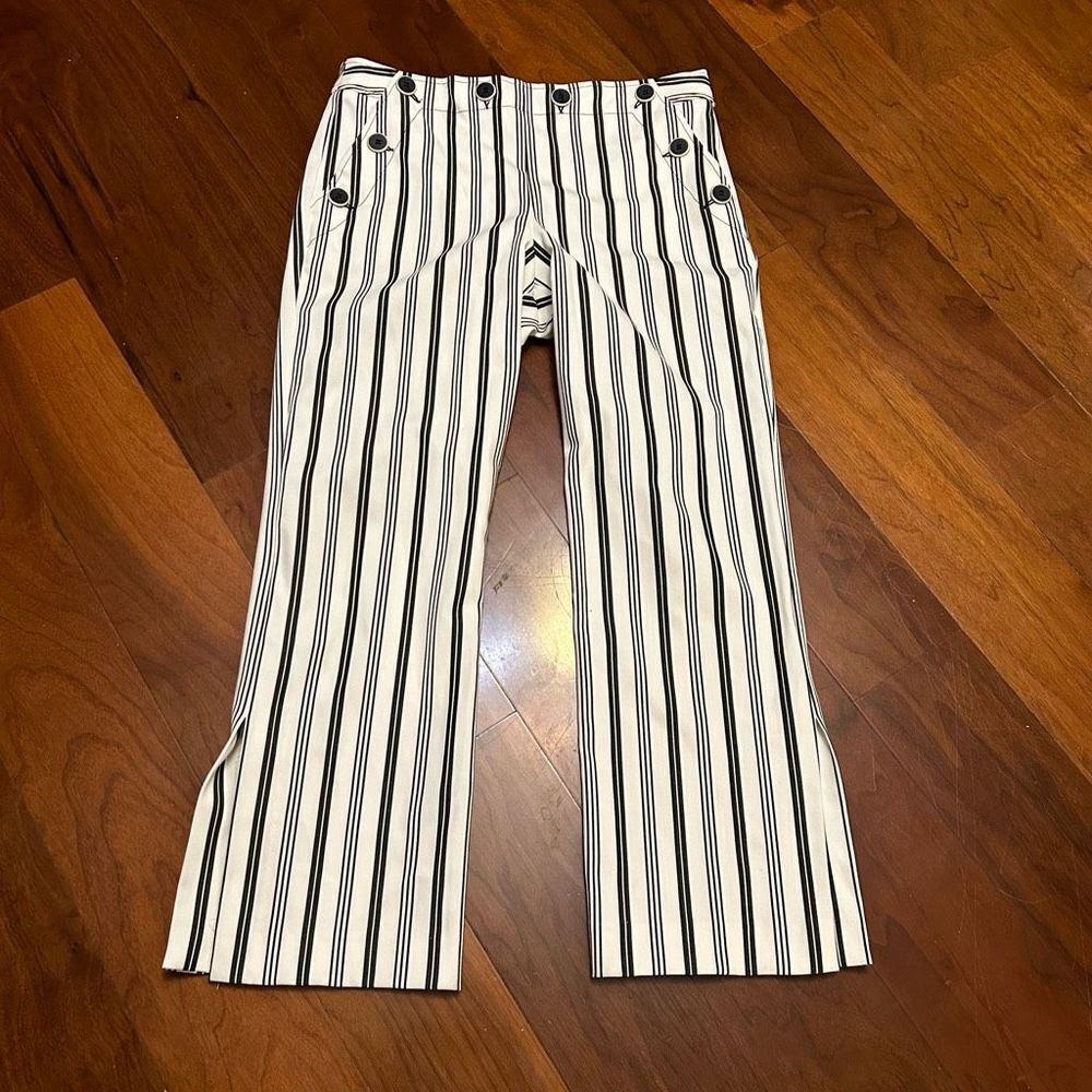 Trina Turk Monochrome Striped Cropped Pants